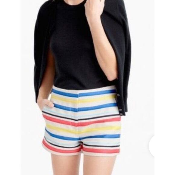 J. Crew Women's Jacquard Basketweave Colorful Striped Shorts Size 6 NWT - Picture 1 of 16